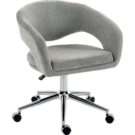 Chaise Bureau Ergonomique, Fauteuil de Bureau en Chenille avec Hauteur Réglable, Dossier Incurvé, Gris (1/5)