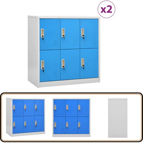Schließfachschränke 2 Stk. Hellgrau und Blau 90x45x92,5cm Stahl - Schliessfachschrank - Metallschrank - Garderobenständer - Aufbewahrungsbox - Schreibtischorganisation