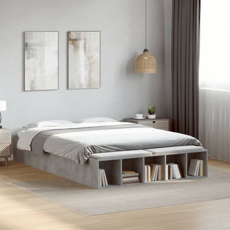Bettgestell Betongrau 120x190 cm Holzwerkstoff (1/5)