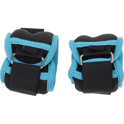 Poids de cheville ajustables 1,1 lb pour fitness, jogging et randonnée - Sangles de sable pour poignet noir et bleu (1/5)