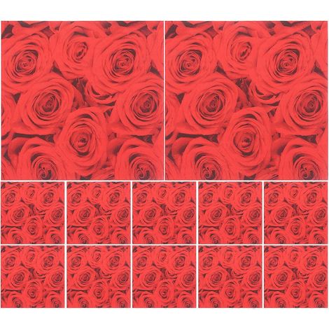 20 feuilles de serviettes en papier jetables à motif de roses rouges (33 x 33 cm) pour la Saint-Valentin-3333CM-Red