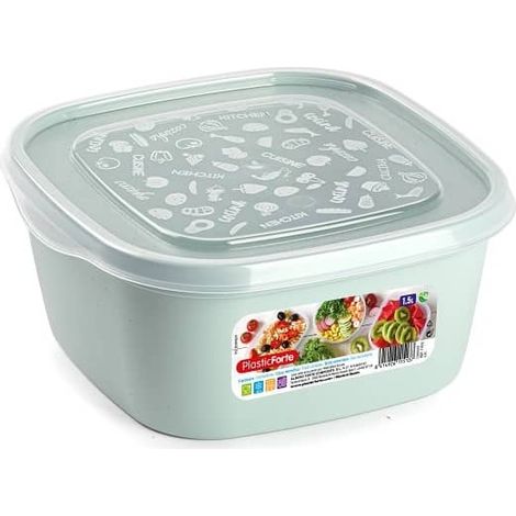 Fiambrera cuadrada almacenamiento de alimento 1.5 Litros Verde claro (1/2)
