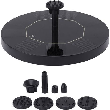 Fontaine Flottante Solaire 2,5W pour Bassin d'Oiseaux, Fontaine à Eau Rond pour Jardin, Étang ou Piscine Extérieure (1/5)