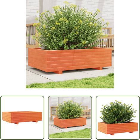 Jardinière bois pin -  Jardinière cire marron 90x60x26,5 cm bois de pin massif (1/5)