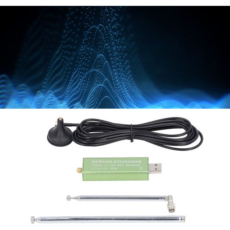 Récepteur RTL-SDR large bande ondes courtes 25-1760 MHz RTL2832U+R820T2, unité principale et kit d'antenne (1/5)