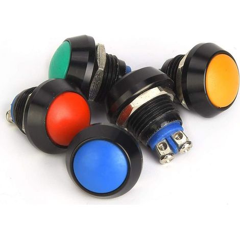 Interrupteur de Réinitialisation à Bouton-poussoir étanche IP65, 12mm, 3A/250VAC, 5 écrous pour Projets de Bricolage (1/5)
