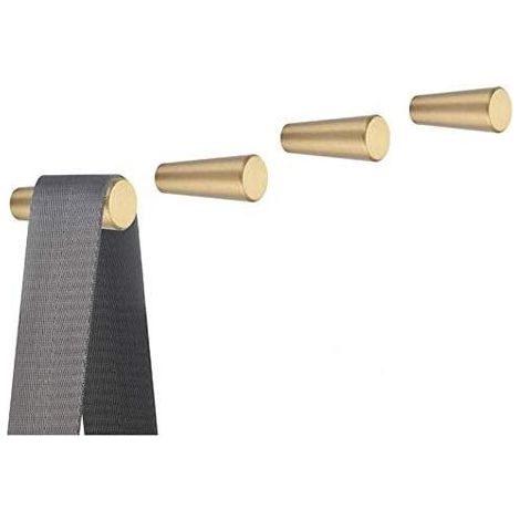 Wandhaken aus gebürstetem Messing, 45 mm x 15 mm, goldene Kleider- und Handtuchhaken für Badezimmer, Kleiderhaken, Handtuchhalter (konisch, 4 Stück) (1/5)