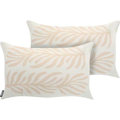 Conjunto de 2 cojines decorativos para exterior accesorios de jardín estampado botánico beige claro Alisma (1/5)