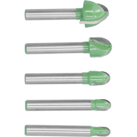 Lot de 5 fraises à gorge à nez rond, 2 dents, en acier tungstène, pour le travail du bois par CNC (1/5)