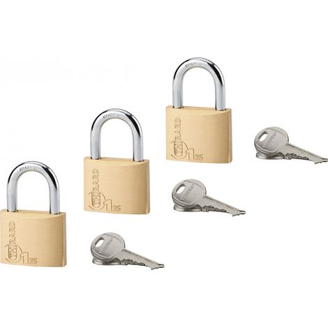 Set di 3 lucchetti TYPE 1 35 mm a chiave uguale, 6 chiavi – THIRARD (1/2)