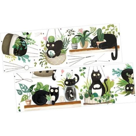DIY Wall Stickers Cats and Plants - Set of 2 - Easy to Apply and Remove - Removable Wall Decoration
