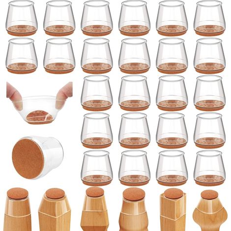 Lot de 24 protections en silicone pour pieds de chaise, patins en feutre pour meubles et sols en bois, protections en caoutchouc pour pieds de chaise (1/5)