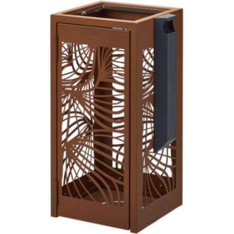 Corbeille à poser ou à fixer Bella - 110l avec cendrier 3l - effet Corten (aspect acier rouillé) (1/3)