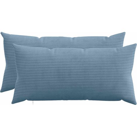 Housse de coussin 2 pcs HEERLEN Bleu 40 x 70 cm velours côtelé vidaXL (1/5)