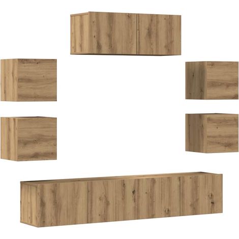 Maison Exclusive - 7-tlg. TV-Schrank-Set Wandmontage Artisan-Eich