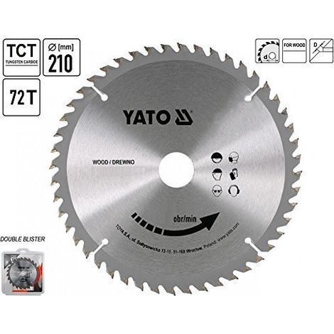 HM LAME DE SCIE 210 X 30 , 72 DENTS , TFZ , POUR ALU, PLASTIQUE, NE-MÉTAL YATO YT-6093 (1/2)
