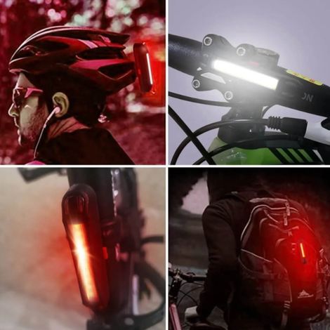 Lot de feux avant et arrière rechargeables pour vélo VTT route enfant, phare LED et feu arrière lumineux (1/5)