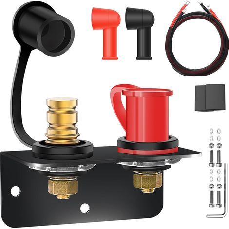250A bornes de batterie à distance 3/8 "Stud Battery Jump Post avec support de montage lourd et câble 4AWG Kit de poste de charge de batterie Kit de déplacement de batterie (1/5)