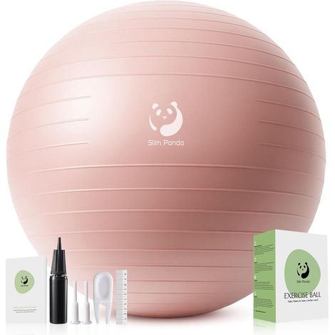 Slim Pilates Ball, 55-85 cm Explosion Proof and Reinforced Gym Ball with Pump, Soft Yoga Ball Balance for Pregnancy, Fitness, Balance Work, Office (1/5)