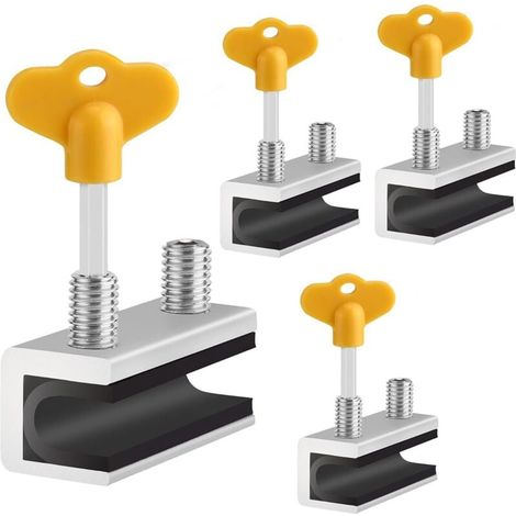 Lot de 4 serrures de sécurité coulissantes avec clé pour fenêtres et portes coulissantes verticales et horizontales, réglables, pour patio, chambre, maison et bureau (1/4)