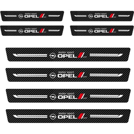 (8 pièces Opel) 4 autocollants de seuil de porte Opel Motor Sport avec logo,protection anti-rayures,style fibre de carbone (1/3)