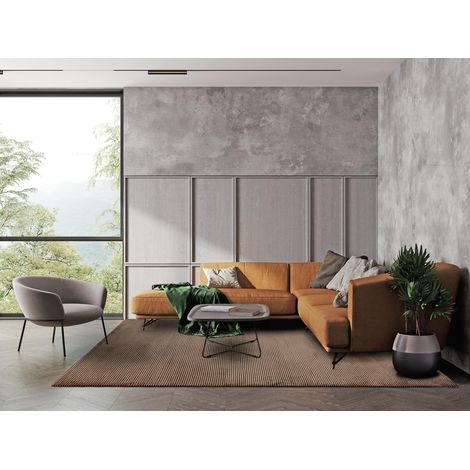 Kuza Plain Stripe Soft Silky Velvety Modern Rug in Terracotta 80 x 150 cm Small (1/4)