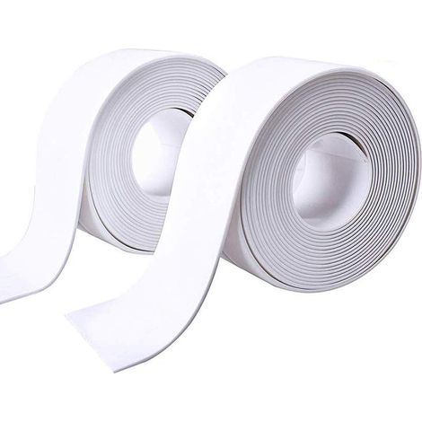 2 Rouleaux de Ruban Caulk Auto-Adhésif pour Salle de Bain et Cuisine, Imperméable et Anti-Mildiou (38CM x 3.2M) (1/5)