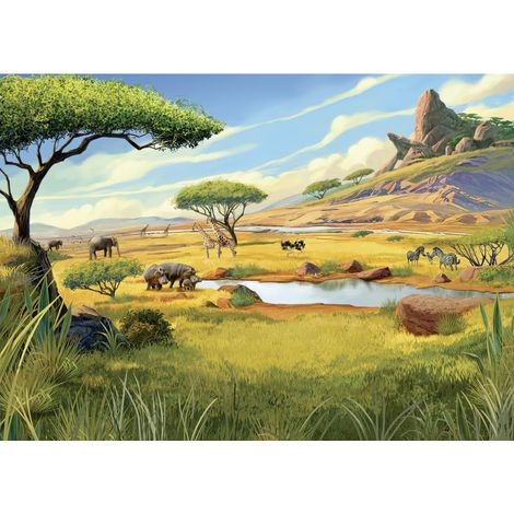 Papier peint panoramique - Disney Le Roi Lion Savanna - Taille: 350 x 250 cm