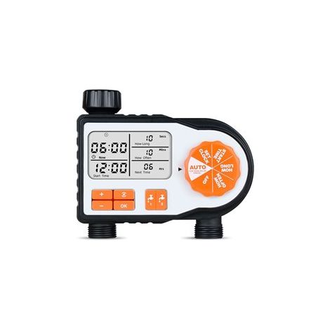 Programador de riego digital con 2 salidas 3/4" (3-8 bares 2xAA) 11x19,5x5,5cm
