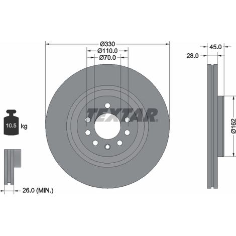 Lot de 2 Disques de frein Textar 92315903 OPEL 569129 95517219
