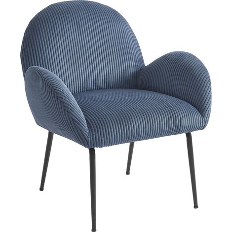 Fauteuil en Velours côtelé Bleu (1/5)