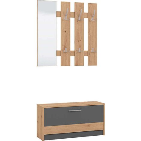 ADDIE - mobile ingresso appendiabiti moderno minimal in legno (1/5)