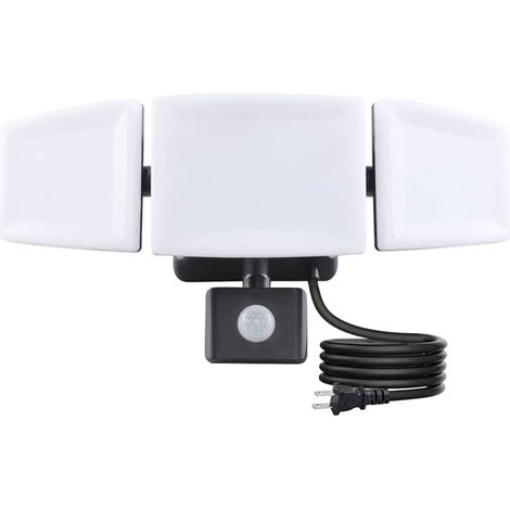 MINKUROW 35 W Outdoor-Bewegungssensor LED-Sicherheitslicht 3 Köpfe Abenddämmerung bis Außenflutlicht 3 Modi 3500 lm 5000 K IP65 Wasserdichtes Außenlicht für Veranda, Garage, Terrasse (1/5)