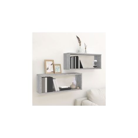 Étagères murales cube 2 pcs Sonoma gris 60x15x23 Bois (1/5)