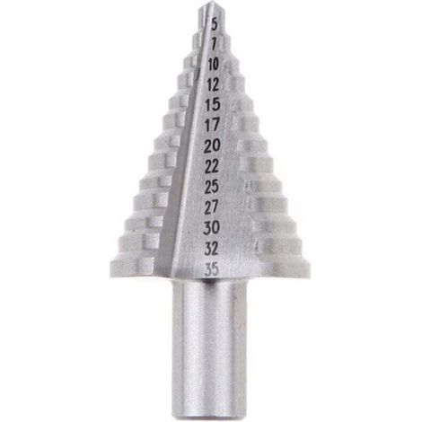 Metal Foret Conique Foret étagé 5mm-35mm,Triangle Conique Titane avec Revêtement Titane,pour Visseuse Percage sur Acier, Laiton, Bois, Plastique Argent (1/2)