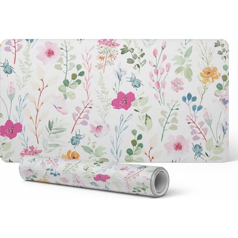Alfombrilla protectora decorativa para mesa de oficina, estampado floral vintage, 100x50 cm