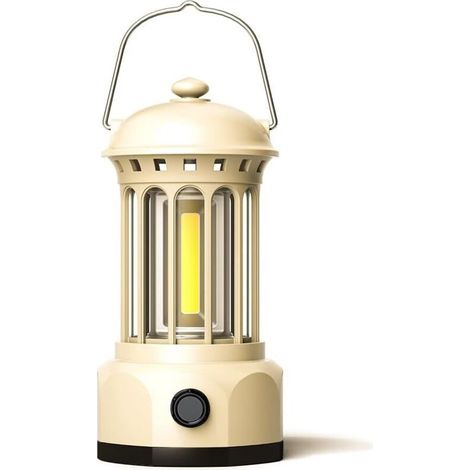 Lámpara de camping, linternas eléctricas para camping, luces retro para exteriores, iluminación para tiendas de campaña, luces ambientales, luces LED colgantes para camping - Blanco