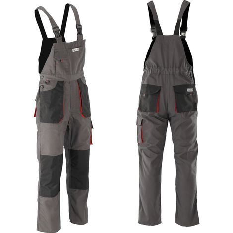 Arbeitshose / Latzhose DAN grau/rot Gr. S
