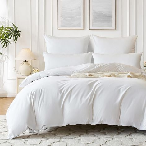 Housse de Couette 200x200 Satin de Coton - Blanc (1/5)