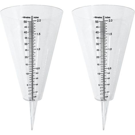 Pluviomètre, pluviometre Exterieur, 2 pluviomètres à cône Transparent avec Double échelle pour la Surveillance des précipitations dans Les Jardins, à lextérieur et sur Les balcons (1/5)