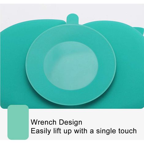 Assiette à ventouse en silicone pour bébé, assiette compartimentée pour tout-petit, compatible avec la plupart des plateaux de chaises hautes, passe au micro-ondes et au lave-vaisselle. (1/5)