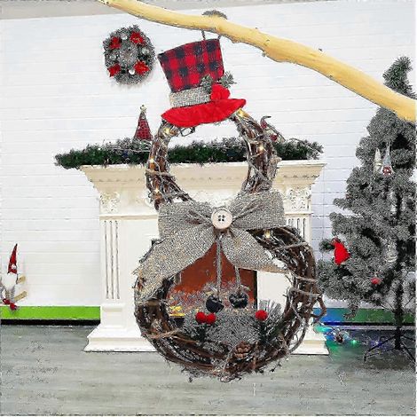 Couronne de Noël WJTG, couronne de décoration de Noël, couronne de Noël LED, cadre pour couronne de Noël, couronne de bonhomme de neige de Noël, décoration de Noël extérieure (1/4)