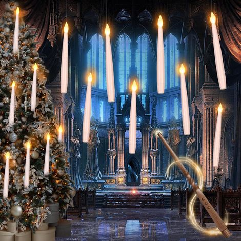 Lot de 20 bougies LED flottantes à suspendre avec baguette à distance, bougies LED sans flamme, bougies à piles pour maison, église, Halloween(20PC) (1/5)