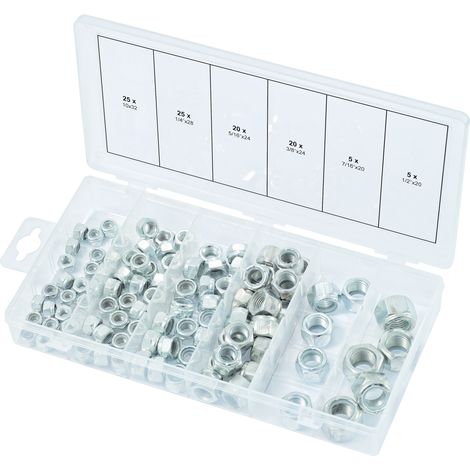 KS TOOLS Sortiment Muttern, selbstsichernd, UNF, 100-tlg ( 970.0490 )