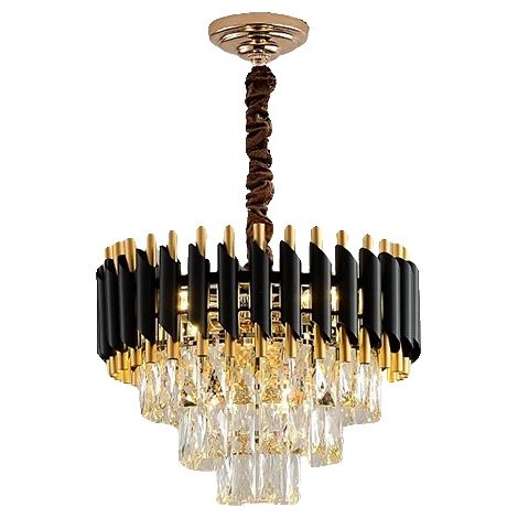 Chandelier, Hauteur Ajustable, Design en Cristal Multi-Niveaux, Diamètre 45cm, 3- couleur de gradation-a (1/2)