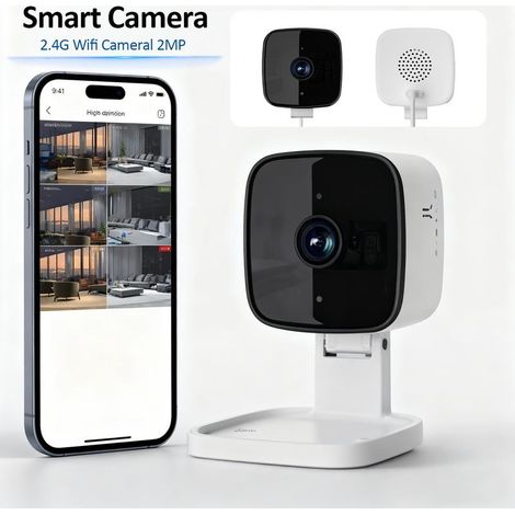 Caméra compacte blanche 2MP avec WiFi monobande 2,4 GHz et chargeur standard européen (carte mémoire non incluse) - Camé (1/5)