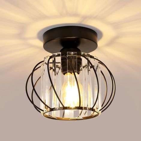 Moderne Kristall-Deckenleuchte E27 LED Mini-Kristall-Kronleuchter für Küche, Esszimmer, Schlafzimmer, Flur, Eingangsbereich (Schwarz) (1/5)