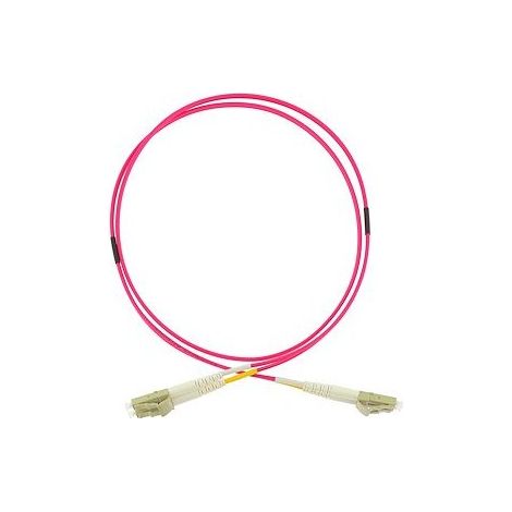 Gigamedia D5MLCLC1M OM4 50/125 µm LC/LC duplex fiber optic patch cord, 1 m, purple LSOH jacket, D: 1.8 mm