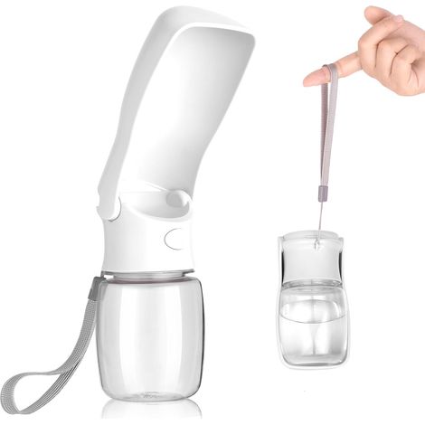 Hunde-Trinkflasche, faltbare, tragbare Reise-Trinkflasche für Hunde, Haustier-Trinkflasche für Katzen, für Spaziergänge im Freien, Wandern, Reisen (Weiß, 550 ml) (1/5)