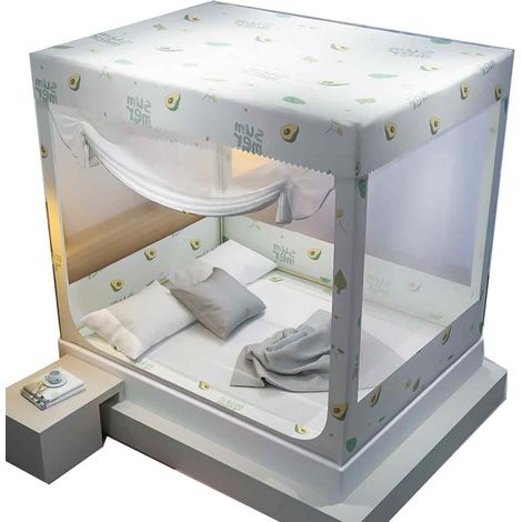 Rideaux de lit à baldaquin avec occultation physique intégrée et support pour moustiquaire de lit (1/5)